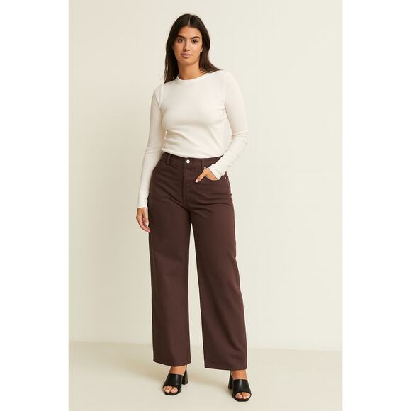 Reformation Cary Low Rise Slouchy Wide Leg Jeans Mole Wash Brown Denim Size 31 - Picture 1 of 12